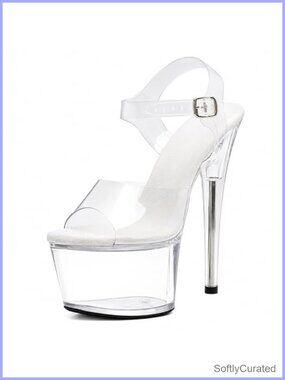 7 Inch Clear Platform Heels Ankle-Strap Pole Dance Exotic Stiletto